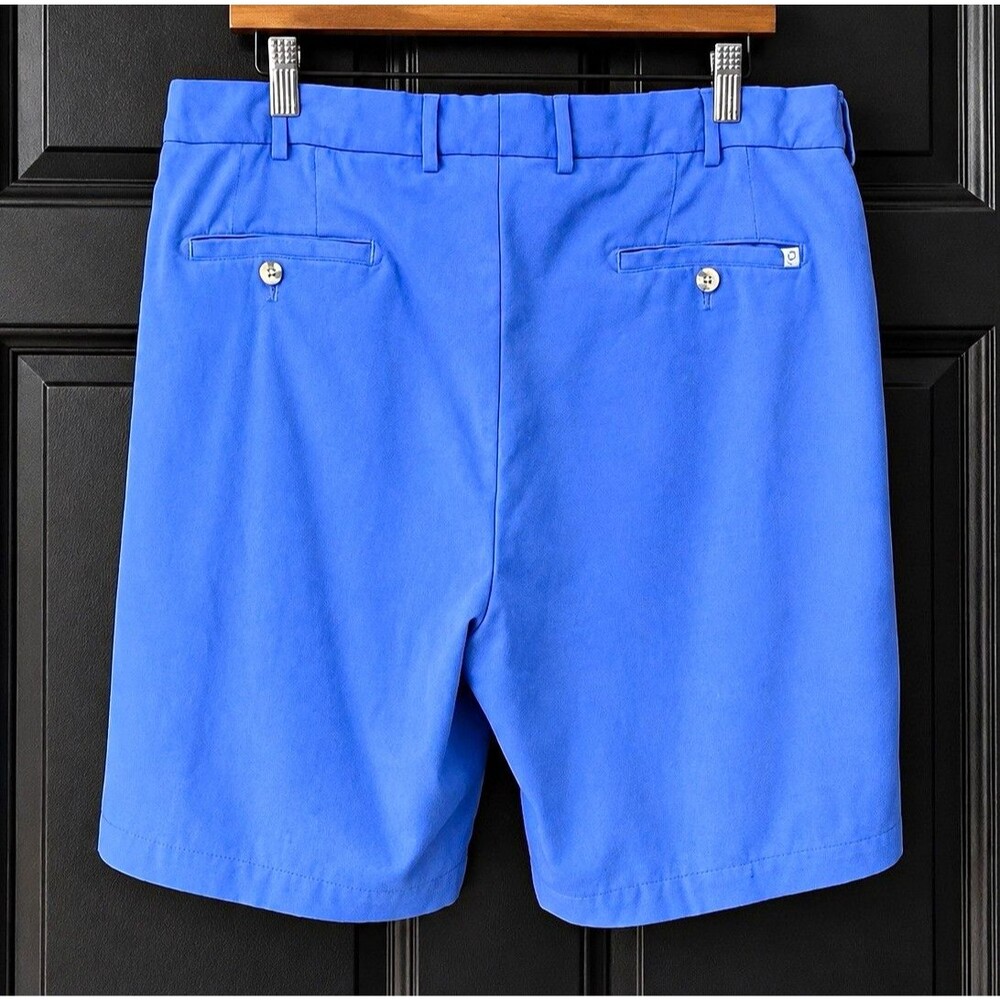 Peter Millar Golf Shorts Men’s 38 Batik Blue 8” Inseam Performance Flat Front